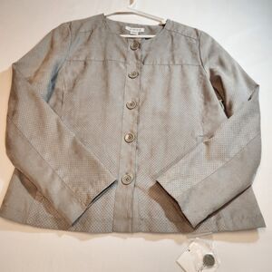 Liz Claiborne Womens Faux Suede Blazer Jacket Size Large Gray Lined Pockets NWT